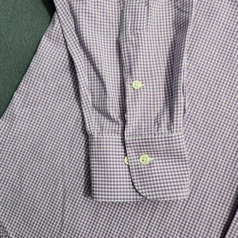 Lauren Ralph Lauren Shirt Men 16.5 Purple Check Classic Fit Non Iron Button Down